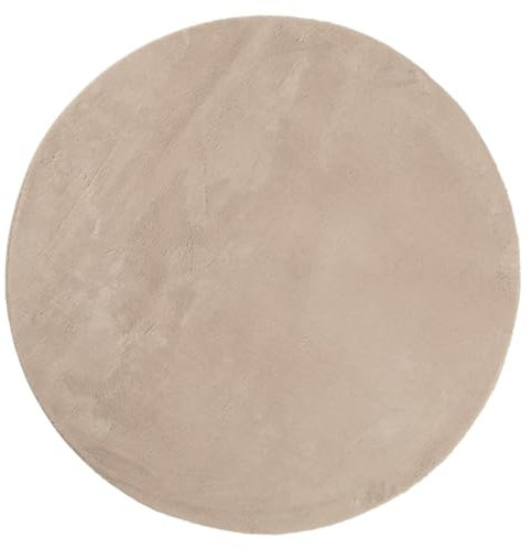 vidaXL Teppich, Wohnzimmerteppich Kurzflor Weich Waschbar, Moderner Teppich Rund für Wohnzimmer Schlafzimmer, Flauschig Einfarbig rutschfest, Sandfarben Ø 80cm