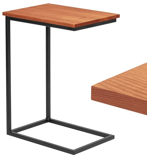 LAMO Manufaktur Beistelltisch | Laptoptisch | Sofatisch | mobiler Kaffeetisch | Nachttisch | 50x35x67 cm | Gestell Schwarz | 100% Echtholz Massiv Platte Farbe: Dunkel