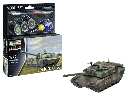 Revell Modellbausatz Leclerc (T.5) | französischer Kampfpanzer | Mit drehbarem Turm & detaillierten Oberflächen | Inkl. Kleber und Pinsel
