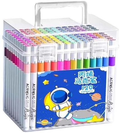 120 a Vernice Acrilica con Scatola Portaoggetti Penne a Vernice Acrilica Pennarelli da Disegno per Pittura su Roccia Tazza Tela