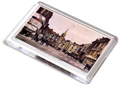 FRIDGE MAGNET - Vintage Leicestershire - City Centre and Clock Tower, Leicester (b)