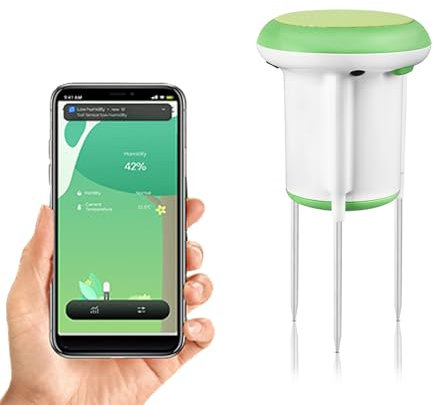 Medidor de humedad del suelo, Sensor de temperatura y humedad, Humedad y temperatura, Prueba de suelo de plantas, Juego de medidores de humedad para césped y patio APP y control