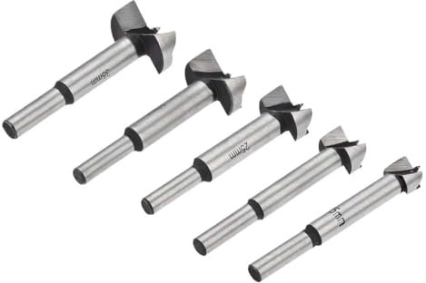 Broca for madera Forstner de 5 uds., 15-35mm de diámetro. Vástago redondo de aleación de carburo negro