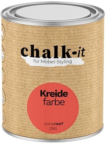 chalk-it Kreidefarbe 750ml (38) Coral Reef Möbel Farbe Shabby Chic Holzlack | Natur Vintage Look Möbellack Erfüllt EN71-3 Sicher Kindermöbel Spielzeuge