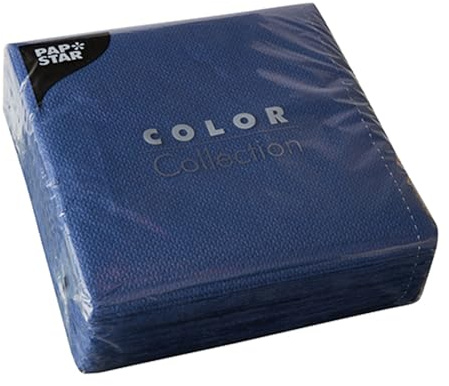PAPSTAR 1 Karton = 12x100 Servietten, 1-lagig 1/4-Falz 33 cm x 33 cm dunkelblau 12307
