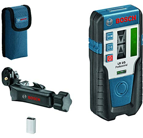 Bosch Professional Receptor láser LR 1 G (haz láser verde, 1 batería de 9 V, alcance 0–200 m)