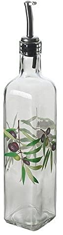 Excelsa Oliera con Beccuccio Versatore, Trasparente con Decorazioni Olive, 6 cm