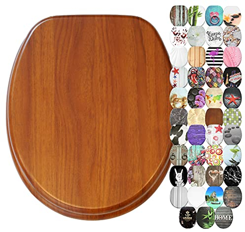 Sanilo Sedile WC con chiusura ammortizzata, grande scelta di belli copriwater da legno robusto e di alta qualità (Mogano)