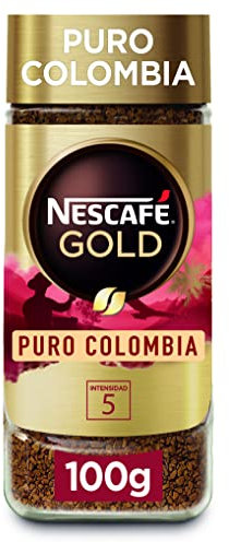 NESCAFÉ GOLD PURO COLOMBIA aroma y sabor, café soluble 100 % arábica de Colombia, frasco de vidrio, 100 g