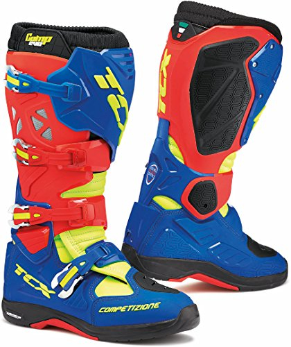 TCX 9661 Comp EVO Michelin Stivali da Motocross 47 Rosso Blu Giallo Fluo