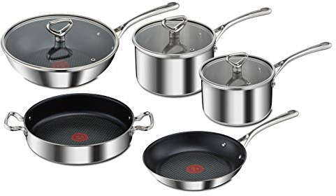 Batterie de cuisine 5 pièces Tefal Reserve Collection Inox Tri-Ply E475S544 Argent