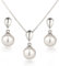 Schöner SD Glänzendes Schmuckset 925 Silber Rhodium Perlen Ohrringe und Halskette mit Anhänger weiß
