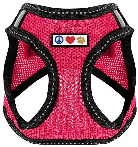 Pawtitas Harnais Maille réfléchissant pour Chien, Harnais réglable ou Harnais Gilet, Dressage à la Promenade de Votre Chiot/Chien de Moyenne Taille Rose