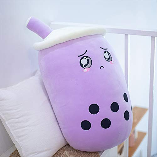 KOWAKA Bubble Tea Cup Plush Toy Soft Stuffed Boba Mile Tea Throw Pillow (S 24cm,Purple Taro)