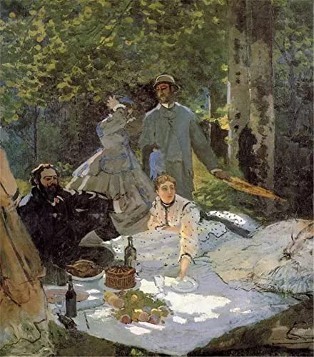 GWYDYB DIY Diamond Art Painting Claude Monets berühmte Gemälde - Mittagessen auf dem Gras - Vollbohrer Harz 5D Stickerei Kreuzstich Mosaik Handarbeit 30×40cm