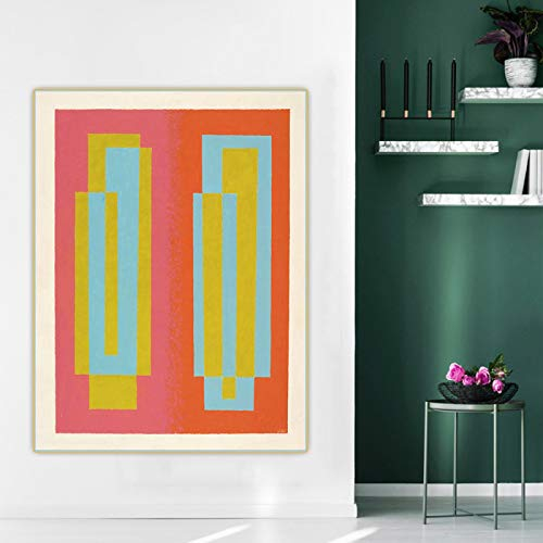 SDVIB Josef Albers《Oscillating A.1940》Leinwand Ölgemälde Abstrakte Kunstwerk Poster Drucke Malerei Bild Wanddekor Zuhause 60x90cm Rahmenlos