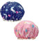 2 Pcs Unicorn Shower Caps for Women, Waterproof Double Layers Reusable Shower Caps, Oil-proof Cap Bath Caps for Kids, Ladies, Girls (Unicorn)