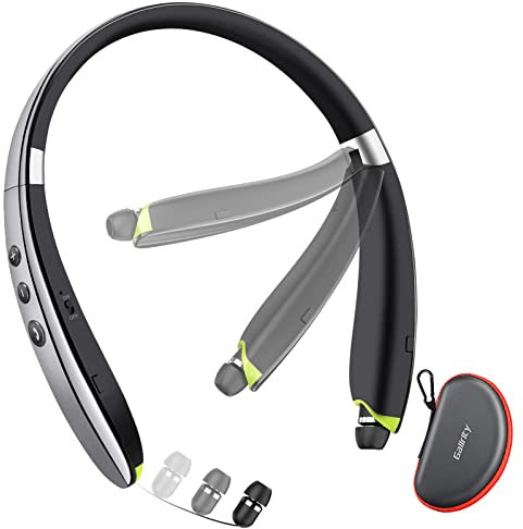 Auriculares Bluetooth, auriculares Bluetooth con banda para el cuello mejorados 2025 con auriculares retráctiles, auriculares estéreo con cancelación de ruido con micrófono, auriculares inalámbricos