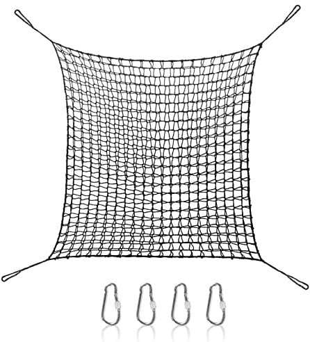 Kids Playground Net, Double Polyester Climbing Net Balcony Protective Net Swingset Rope Cargo Net, Anti-Fall Safety Net Stair Nets Pets Railings Fence Net Garden Swing for Treehouse Backyard (3 * 3m)