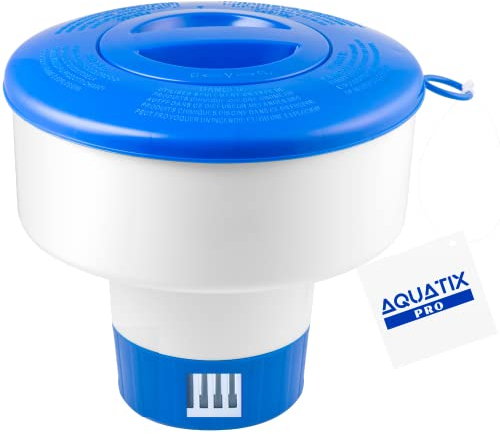 Aquatix Pro Dosierschwimmer Pool, Groß 7 Zoll Chlor Schwimmer für Pool, Pool-Chlordosierer für 1 bis 3 Zoll große Bromtabletten, Großer zusammenklappbarer schwimmender Spender für Spas, Whirlpools