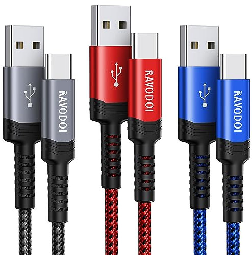 USB C Charger Cable 1M 3Pack,Type C Charger Cable Fast Charging 3A Braided Compatible with Samsung Galaxy S23 S22 S21 S10 S9 A50 A70 A41 A51 A20e A12,Note 10 9,Huawei P40 P30,HTC,Google Pixel,Switch