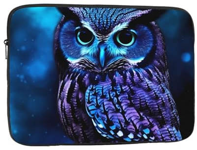 Laptop-Hülle mit Eulen-Motiv, wasserdicht, stoßfest, modische Aktentasche, leichte Computertasche für Damen und Herren, 43,2 cm (17 Zoll)