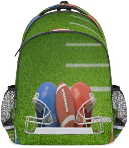 WowPrint American Football And Helmets Backpack for Kids Boys Girls Men Women, Football Backpack School Bookbag Hiking Travel Casual Laptop Daypack