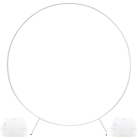 PILIN Metal Round Arch Kit, White Balloon Arch Ring, Party Decoration Bow Kit for Birthday, Wedding, Anniversary etc. (1.8M)