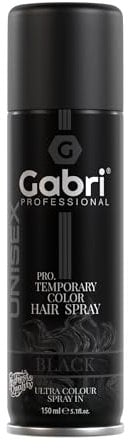 Gabri Black Pro Temporary Color Hair Spray 150 ml - Color De Cabello Negro Temporal