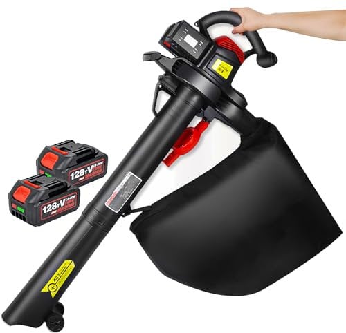 HYQNG 40V Cordless Leaf Blower & Vacuum Mulcher, Garden Vacuum And Blowers, 6 Speeds Brushless Battery Powered Blower Kit with 40L Collection Bag, 156CFM, 2 x 4.0Ah Battery