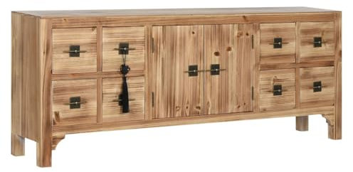 Home ESPRIT TV-Schrank, Schwarz, Natur, Tannenholz, MDF, 130 x 24 x 51 cm