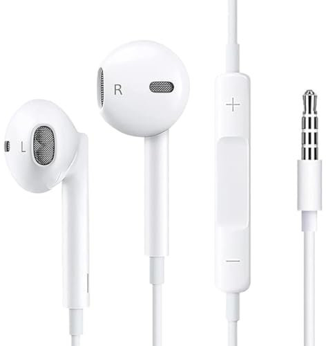 In Ear Wired Headphones - 3.5mm Jack Earphones with Microphone and Volume Control, Noise Canceling Wired Headphones for iphone 6S, Samsung, Tablets Laptops,Gaming and all Android Devices (Aux)