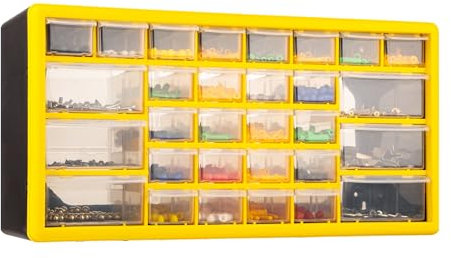 CraftGenes Organiseur de rangement à vis – Boîte de rangement pour garage et atelier 30 tiroirs avec séparateurs réglables, organiseur mural pour outils