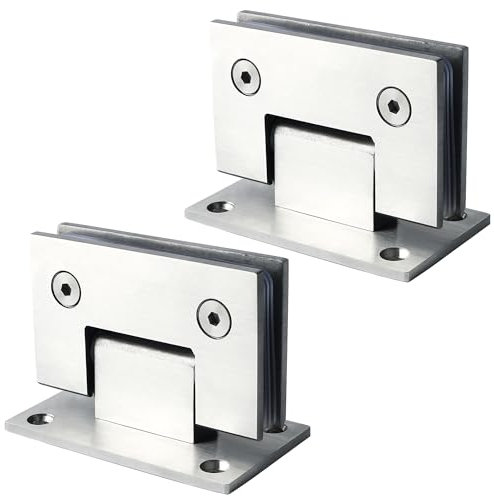 SAYAYO Cerniere per Porte in Vetro, 90 Gradi Supporto Vetro Morsetto, 2 Pezzi Cardini per Porte in Acciaio Inox Spessore 4 mm, Porta Doccia Morsetti Argento, per Spessore 8-12 mm