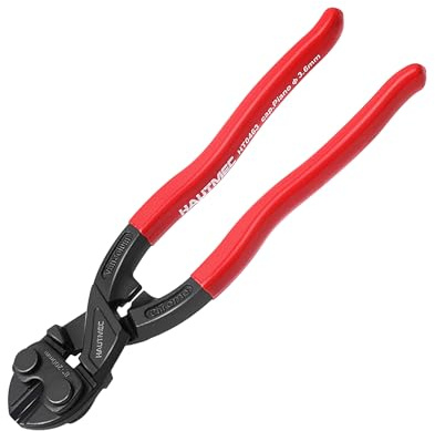 HAUTMEC 8 Inch Mini Bolt Cutters, High Leverage Compact Bolt Cutter, Anti-Slip Comfort Grip, CRV Steel Blade with Recess, Cuts Rods, Bolts, Wires, Cables, Rivets, and Chains, HT0463