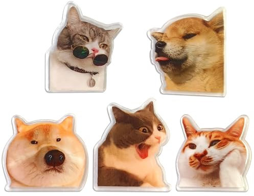 5Pcs Funny Cat Dog Fridge Magnets – Decorative Fridge Stickers, Magnet Stickers for Fridge, Personalized Kitchen Fridge Magnets, Cute Animal Magnet for Refrigerator or Office Whiteboard