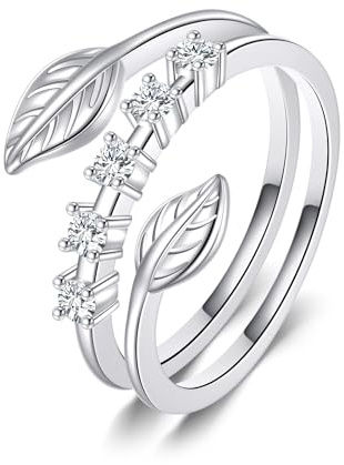 POPLYKE 925 Sterling Silber Zweig Blatt Ringe Öffnung verstellbarer Ringe Blätter Schmuck für Damen