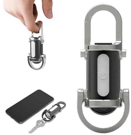 Whoonly 6000 Lumen 3 in 1 Mini Flashlight Keychain USB Rechargeable USB C, Waterproof IPX6 Tactical Lamp with 5 Modes with Self-Defense Strobe, Power Bank (Black Silver)