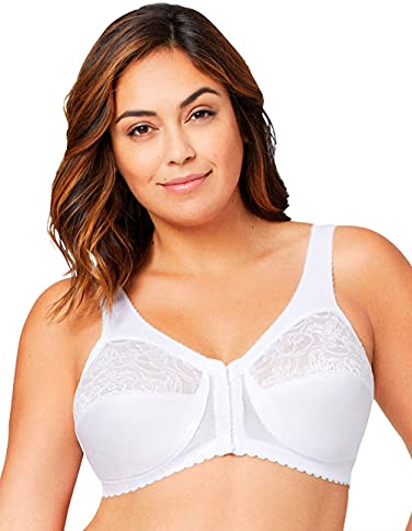Glamorise Damen Vollfigur-BH, MagicLift, vorne geschlossen, Weiß,105D