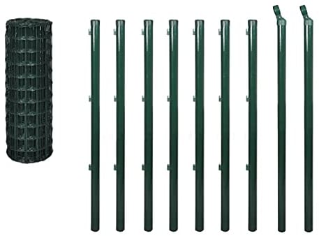 vidaXL Eurozaun-Set Maschendrahtzaun Gartenzaun Drahtzaun 10 x 1 m Stahl Grün