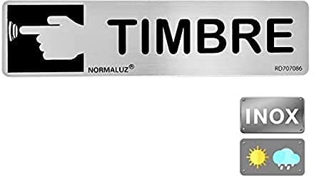 Normaluz RD707086 - Señal Adhesiva Rectangular Timbre Acero Inoxidable Adhesivo 0.8 mm 5 x 20 cm, Gris