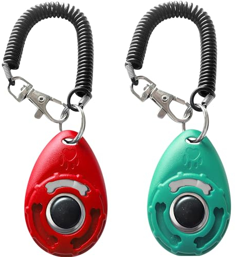 HoAoOo Pet Training Clicker mit Handschlaufe - Hundetraining Clicker (Neu Rot + Blaugrün)