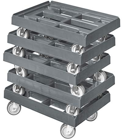 5 Stück Transportroller für Kisten 60 x 40 cm mit 4 Lenkrollen in grau