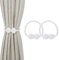 Magnetic Curtain Tie Backs, Magnetic Curtain Clips Rope Curtain Holder Buckles Small Bead Curtain Buckle Clips Rope Holders for Home Office Hotel Window Decoration (2-PACK, White)