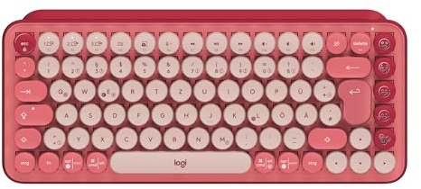 Logitech POP Keys Mechanische kabellose Tastatur mit anpassbaren Emoji-Tasten, Kompaktes Design, Bluetooth- oder USB-Verbindung, Multi-Device, OS-kompatibel, Deutsches QWERTZ-Layout - Grün/Lila