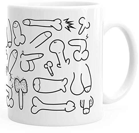 MoonWorks® Kaffee-Tasse Penis-Muster Penisse Fun-Tasse Penis-Tasse Pimmel-Tasse Büro-Tasse weiß unisize