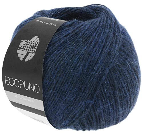 LANA GROSSA Ecopuno | Edle Netzgarnstruktur aus Baumwolle gefüllt mit Merino/Alpaka | Handstrickgarn aus 17% Schurwolle & 11% Alpaka Wolle | 50g Wolle zum Stricken & Häkeln | 215m Garn FB 43