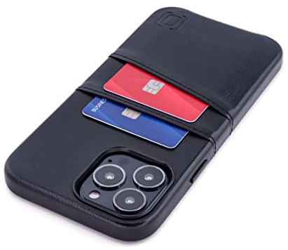 Dockem Étui Portefeuille pour iPhone 13 Pro Max avec Plaque métallique intégrée pour Fixation magnétique et 2 Poches pour Cartes : Cuir synthétique de qualité supérieure (Exec M2 6,7, Noir)
