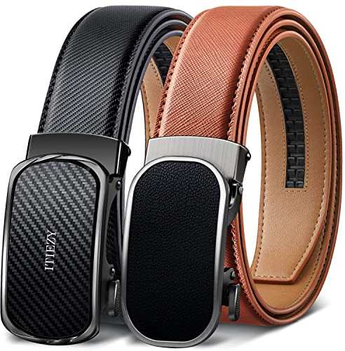 ITIEZY Automatik Gürtel Herren, Ledergürtel Ratsche ohne Löcher, 35mm Gürtel für Herren Business Anzug, Größe Angepasst