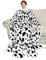Catalonia Classy Cow Print Wearable Sherpa Blanket with Sleeves and Foot Pocket, Soft Cosy Fleece Slankets for Women Warm Fluffy Plush Throws Winter TV Blanket for Sofa Couch 190 x 135 cm